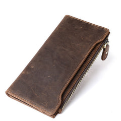 Cool Dark Brown Mens Leather Long Wallet Bifold Long Multi-Cards Wallet for Men - iwalletsmen