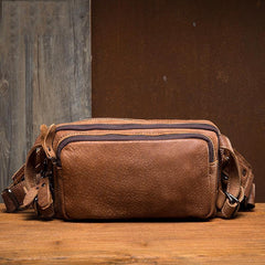 Khaki Leather Mens Fanny Pack Brown Waist Bag Hip Pack Belt Bags Bumbag for Men - iwalletsmen