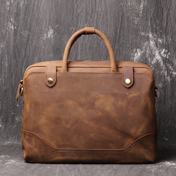 Vintage Leather Mens Briefcase Bag Work Bag Business Bag 15inch Computer Bag For Men - iwalletsmen