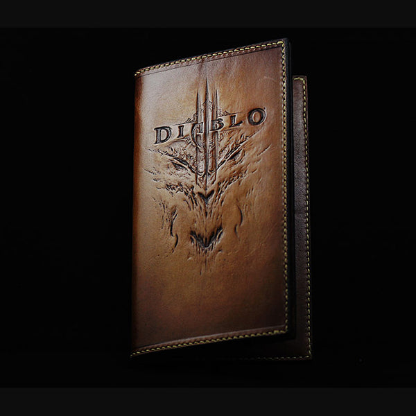 Handmade Leather Tooled Diablo Mens Long Wallet Cool Leather Wallet Clutch Wallet for Men