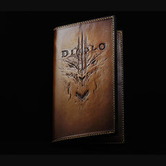 Handmade Leather Tooled Diablo Mens Long Wallet Cool Leather Wallet Clutch Wallet for Men