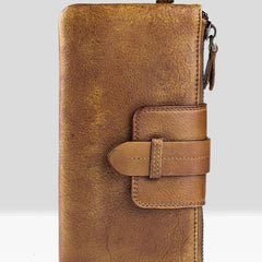 Handmade Mens Cool Long Leather Chain Wallet Cards Biker Trucker Wristlet Wallet - iwalletsmen