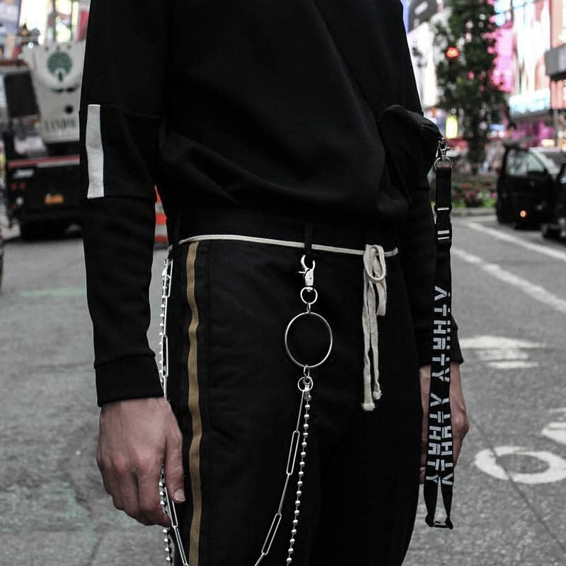 Stylish Men's Womens Double Beaded Stainless Steel Pants Chain