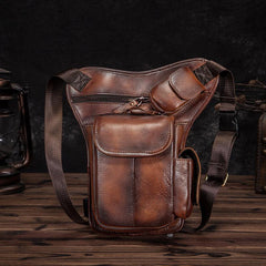 Cool Brown Leather Men's Waist Bag Phone Holster Shoulder Bag Mini Side Bag Belt Pouch For Men - iwalletsmen