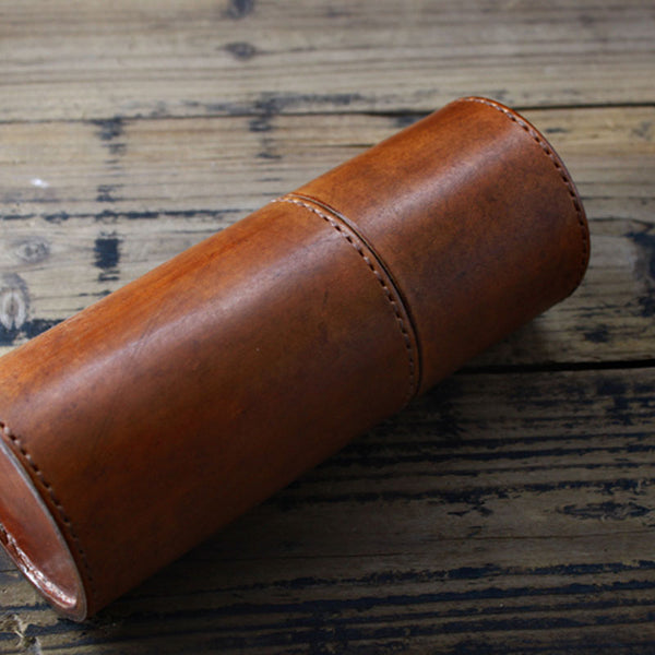 Handmade Leather Pencil Holder Pencil Case Pencil Barrel Case - iwalletsmen