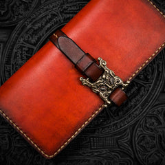 Handmade Leather Men Tooled Cool Leather Wallet Long Phone Wallets for Men