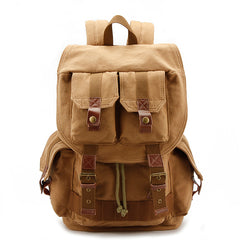 Khaki CANVAS WATERPROOF MENS 16'' CAMERA BACKPACK Army Green LARGE NIKON CAMERA BAG DSLR CAMERA BAG FOR MEN - iwalletsmen