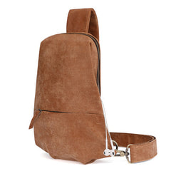 Cool Brown Leather Mens Sling Bag Sling Shoulder Bag Chest Bag Sling Crossbody Bag For Men - iwalletsmen