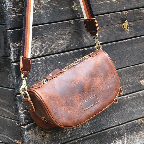 Brown LEATHER MEN'S Small Side bag Brown Saddle Bag MESSENGER BAG Brown Courier Bag FOR MEN - iwalletsmen