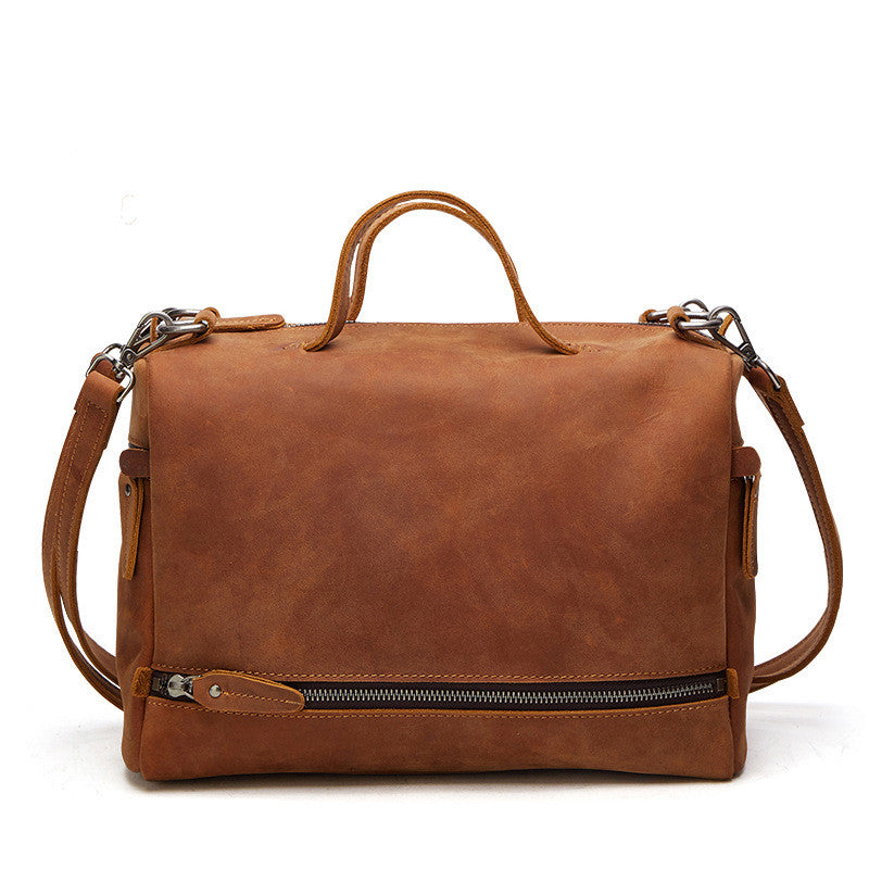 Casual Leather Mens Brown Messenger Bag Travel Bag Handbag Shoulder Bag for Men - iwalletsmen