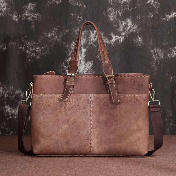 Brown Cool Leather 14 inches Light Brown Briefcase Messenger Bag Handbag Shoulder Bag For Men - iwalletsmen