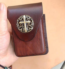 Cool Brown Leather Cigarette Case with Lighter Holder Cigarette Case Holder For Men - iwalletsmen