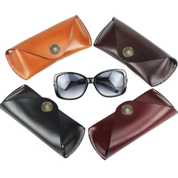 Handmade Vintage LEATHER MEN'S  Sunglasses Box Case Black Glasses Holder For Men - iwalletsmen