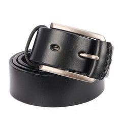 Cool Handmade Buckle Black Leather Mens Belt Dark Brown Leather Belts for Men - iwalletsmen