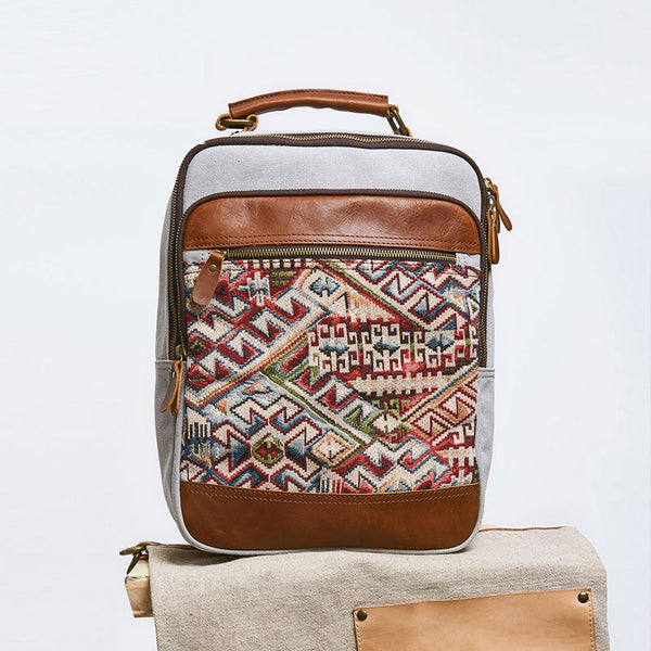 Vintage Canvas Gray Mens Backpack Canvas Travel Bag Canvas School Bag for Men - iwalletsmen