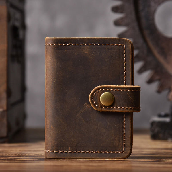 Handmade Leather Mens Cool Wallet Card Slim Wallet Change Coin License Wallet for Men