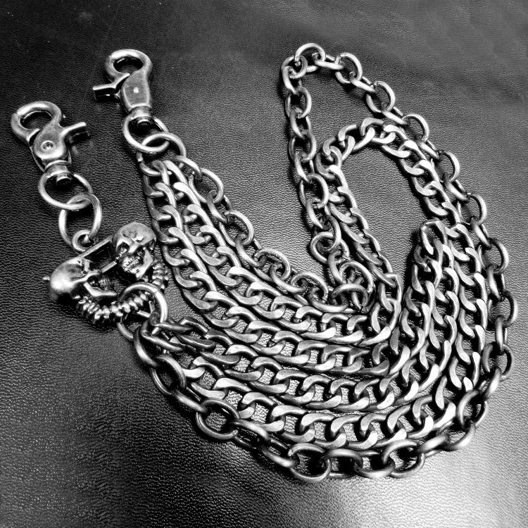 Badass Men's Silver Trifold Skull Pants Chain Biker Wallet Chain For Men - iwalletsmen