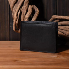 Genuine Leather Mens Cool billfold Leather Wallet Men Small Wallets Bifold for Men - iwalletsmen