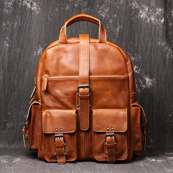 Cool Leather Mens 15inch Computer Bag Satchel Backpacks Travel Backpack Backpack for Men - iwalletsmen