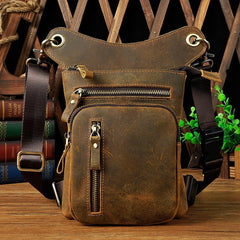 Dark Brown LEATHER MEN'S Belt Pouch Mini Side bag Vertical Phone Bag MESSENGER BAG Belt Bag FOR MEN - iwalletsmen