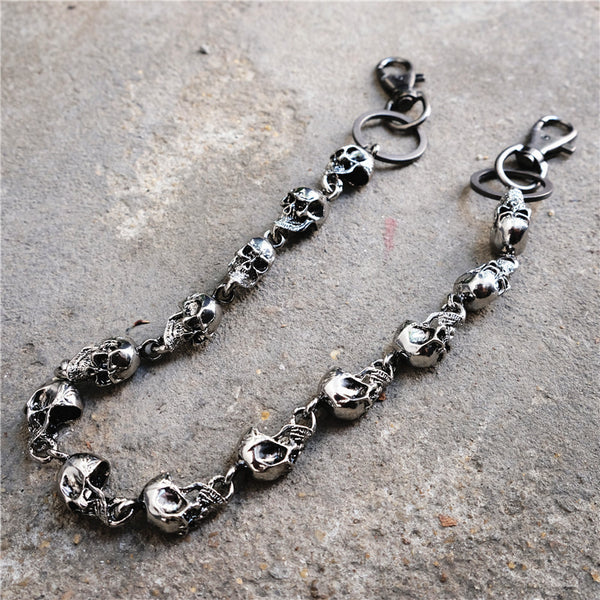 Badass Silver Skull Pants Chain Mens Biker Wallet Chain Wallet Chain For Men - iwalletsmen