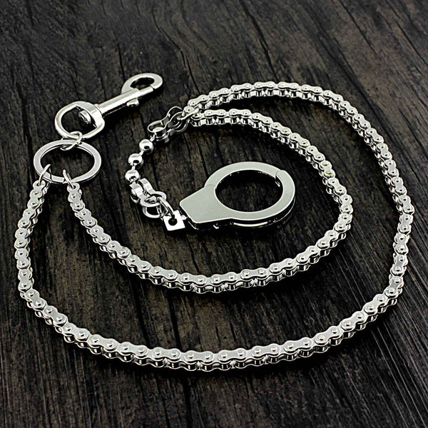 BADASS SILVER STAINLESS STEEL MENS Double CHAIN PANTS CHAIN WALLET CHAIN BIKER WALLET CHAIN FOR MEN - iwalletsmen