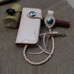 Cool Leather Mens Biker Chain Wallets Handmade Long Biker Wallet with Chain - iwalletsmen
