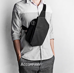 Cool OXFORD CLOTH PVC Black Men's Sling Bag One Shoulder Backpack For Men - iwalletsmen