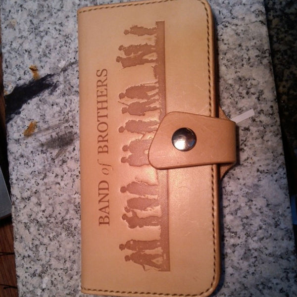 Handmade Leather Mens Long Wallet Band of Brothers Cool Military Long Wallet for Men - iwalletsmen