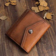 Handmade Mens Cool billfold Leather Wallet Men Small Envelope Wallets Bifold for Men