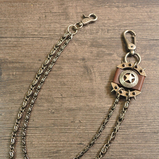 Badass Men's Fashion Silver Star Long Wallet Chain Pants Chain Biker Wallet Chain For Men - iwalletsmen