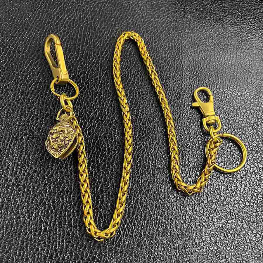Cool Brass 18" Mens Lion Bell Key Chain Pants Chain Wallet Chain Motorcycle Wallet Chain for Men - iwalletsmen