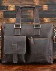 Cool Leather Briefcase 13inch Handbag Work Bag Business Bag Shoulder Bag For Men - iwalletsmen