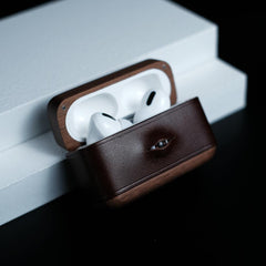 Handmade Green Leather Wood AirPods 1,2 Case with Eye Custom Leather AirPods 1,2 Case Airpod Case Cover - iwalletsmen