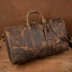 Brown Cool Leather 16 inches Weekender Bag Black Travel Shoulder Bags Duffle Bag for Men - iwalletsmen