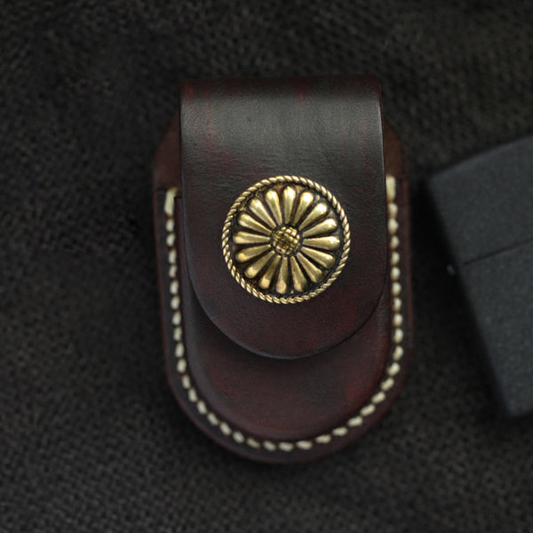 Cool Handmade Leather Mens Zippo Lighter Cases With Belt Loop Chocolate Lighter Holders For Men - iwalletsmen