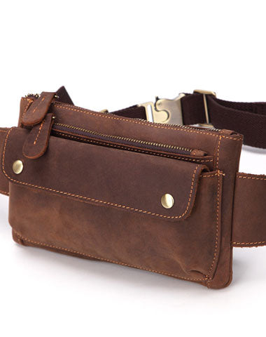 Waist Bag for Man Brown Color Check Design Kamr Bag for Boys