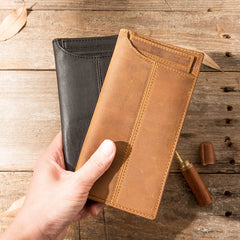 Black Cool Leather Mens Long Wallet Brown Long Wallet Vintage Bifold Long Wallet for Men - iwalletsmen