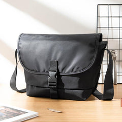 Cool Black Mens 10 inches Nylon Cloth Side Bag Black Messenger Bags Postman Bag for Men - iwalletsmen