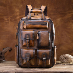 Cool Mens Vintage Leather Backpack School Backpack Travel Backpack for men - iwalletsmen