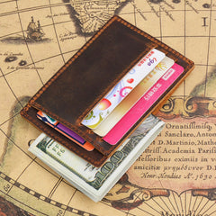 VINTAGE BROWN LEATHER MEN'S FRONT POCKET WALLETs BLACK SLIM CARD billfold WALLET SMALL WALLET FOR MEN - iwalletsmen