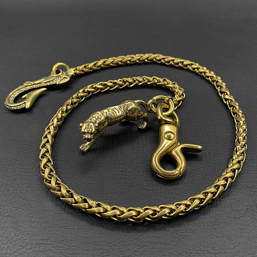 Cool Brass 18" Mens Tiger Hook Key Chain Pants Chain Wallet Chain Motorcycle Wallet Chain for Men - iwalletsmen