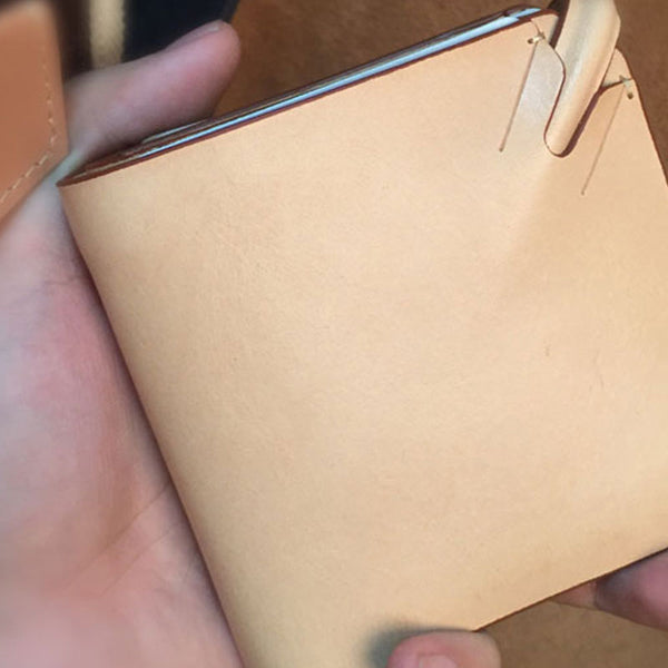 Handmade Leather Mens Cool billfold Leather Wallet Men Slim Wallet Bifold for Men