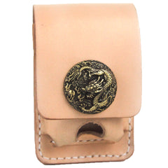 Black Handmade Leather Mens Cool Belt Cigarette Case Holder Cigarette Lighter Case For Men - iwalletsmen