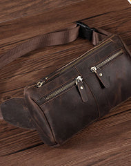 COOL Dark Brown LEATHER MENS FANNY PACK BUMBAG WAIST BAG FOR MEN - iwalletsmen