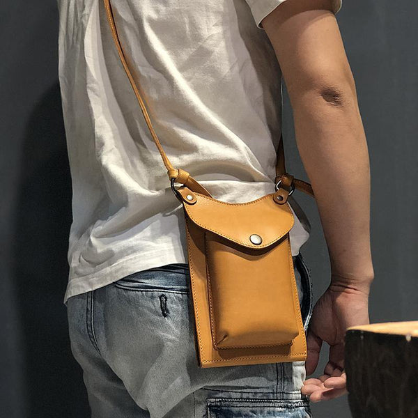 Cool Tan LEATHER MEN'S Small Messenger Bag Waist BAG Belt pouch Green Belt Bag FOR MEN - iwalletsmen