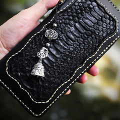 Handmade Leather Mens Chain Biker Wallet Cool Leather Wallet Long Clutch Wallets for Men