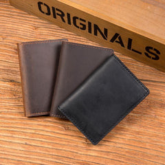 Black Cool Leather Mens Brown Driver's License Wallet Card Wallet Bifold Thin Card Holder For Men - iwalletsmen