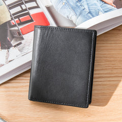 Black Leather Mens Small Wallet Slim Wallet Bifold Black Billfold Wallet billfold Wallet for Men - iwalletsmen