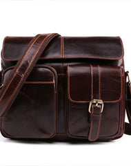 Cool Dark Brown Vintage Leather Small Side Bag Messenger Bag Shoulder Bags For Men - iwalletsmen